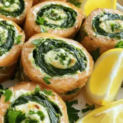 Stuffed Salmon Pinwheels are an exquisite dish that combines the rich, savory flavors of salmon with a creamy, herb-infused filling that is as pleasing to the eye as it is to the palate. This visually stunning entrée not only impresses guests but also makes for a delightful family meal. The pinwheels are easy to prepare and can be customized with your favorite ingredients, making them versatile for any occasion, from casual weeknight dinners to elegant gatherings.