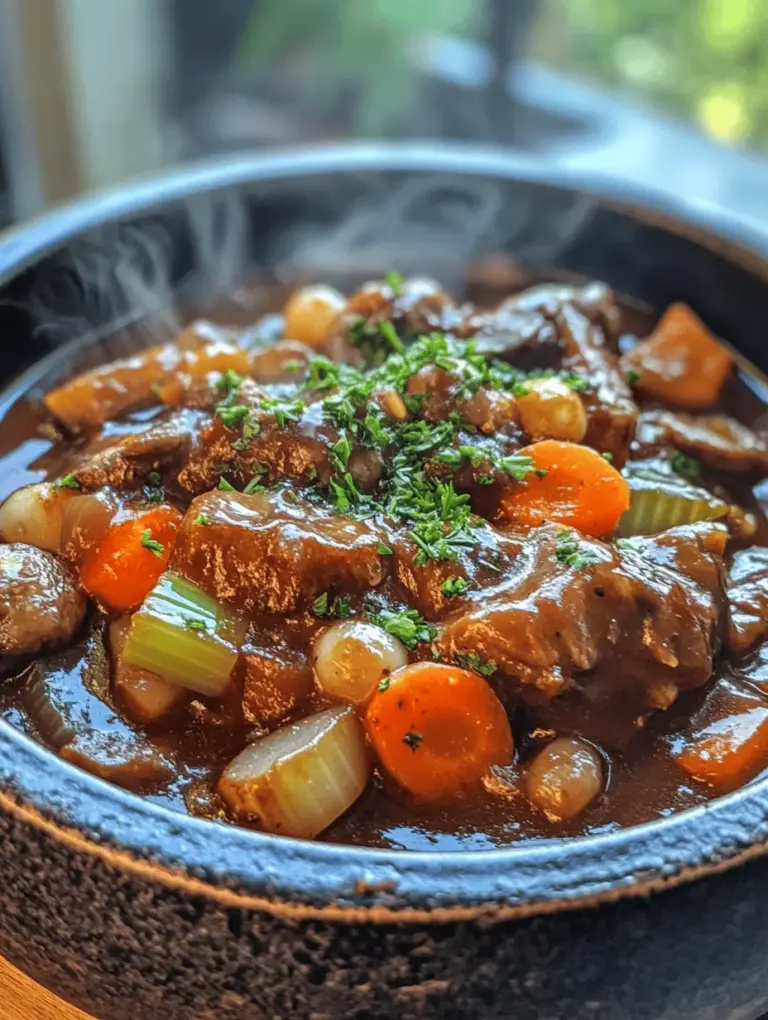 Oxtail Bourguignon is a classic French dish that brings warmth and comfort to the dining table. This rich and hearty stew, simmered in red wine, is not only a feast for the senses but also a wonderful way to showcase the depth of flavors that slow-cooking can achieve. The meltingly tender oxtail, infused with the robust essence of Burgundy wine and complemented by a medley of aromatic vegetables, makes this dish a true culinary treasure. In this article, we will explore the origins of Oxtail Bourguignon, the key ingredients that make this dish unique, and a step-by-step guide to cooking it perfectly. Whether you're a seasoned cook or a beginner, this recipe promises to impress your family and friends.