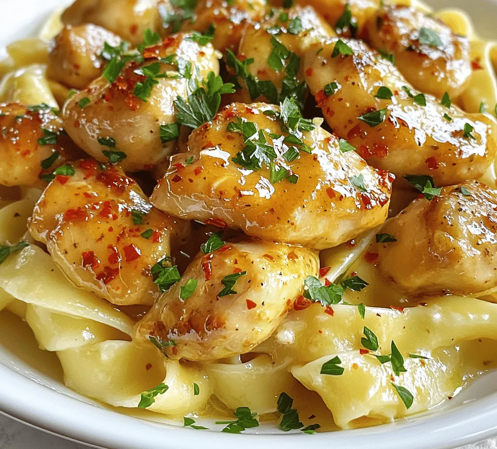 In the realm of comfort food, few dishes can rival the delectable combination of Garlic Butter Chicken Bites and Savory Creamy Parmesan Pasta. This dish embodies the essence of home-cooked meals, boasting a rich and satisfying flavor profile that makes it an ideal choice for weeknight dinners or special occasions. Imagine succulent pieces of chicken enveloped in a fragrant garlic butter sauce, served over a bed of creamy, cheesy pasta that creates a symphony of flavors on your palate. This recipe is not only a feast for the senses but also a dish that is sure to please both family and friends alike.