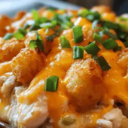 When it comes to comfort food, few dishes can compete with the hearty and satisfying nature of a casserole. Our Cheesy Chicken Tater Tot Casserole is a prime example of how simple ingredients can come together to create a meal that is both delicious and comforting. This dish is perfect for family dinners, potlucks, or any gathering where you want to impress without spending hours in the kitchen.