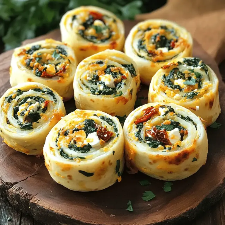 The magic of Savory Spinach & Feta Pinwheels lies in their thoughtfully selected ingredients. Each component contributes to the overall flavor and nutritional profile, making these pinwheels not only delicious but also health-conscious. Let’s delve into the key ingredients that make this appetizer so special.