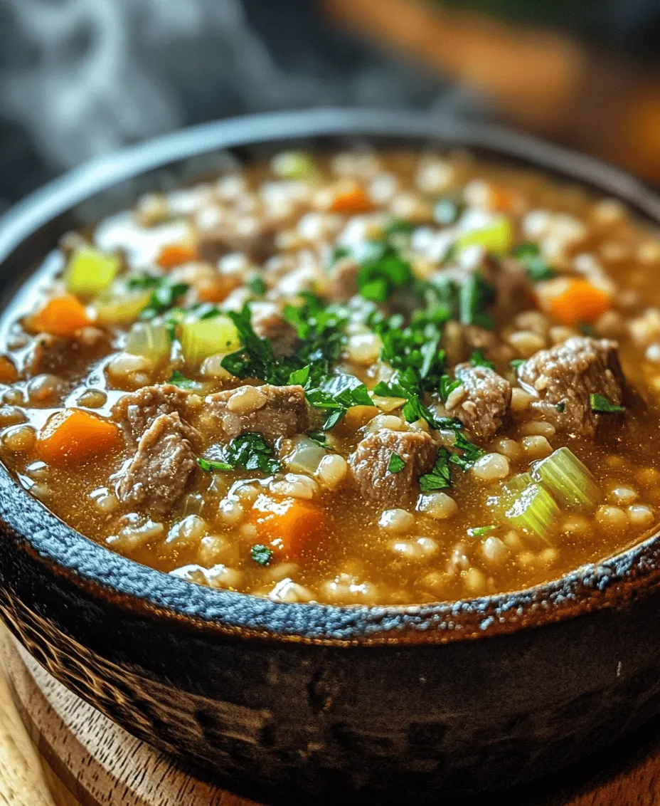 As the seasons shift and the temperatures drop, nothing warms the soul quite like a steaming bowl of Hearty Beef and Barley Soup. This dish is a robust and nourishing option that captures the essence of comfort food. The combination of tender beef, nutty barley, and fresh vegetables creates a satisfying meal that is not only delicious but also packed with nutrients. With its rich flavors and hearty texture, this soup is perfect for cozy evenings spent indoors, making it an ideal choice for cold weather.