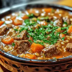 As the seasons shift and the temperatures drop, nothing warms the soul quite like a steaming bowl of Hearty Beef and Barley Soup. This dish is a robust and nourishing option that captures the essence of comfort food. The combination of tender beef, nutty barley, and fresh vegetables creates a satisfying meal that is not only delicious but also packed with nutrients. With its rich flavors and hearty texture, this soup is perfect for cozy evenings spent indoors, making it an ideal choice for cold weather.