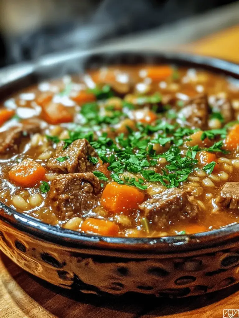 As the seasons shift and the temperatures drop, nothing warms the soul quite like a steaming bowl of Hearty Beef and Barley Soup. This dish is a robust and nourishing option that captures the essence of comfort food. The combination of tender beef, nutty barley, and fresh vegetables creates a satisfying meal that is not only delicious but also packed with nutrients. With its rich flavors and hearty texture, this soup is perfect for cozy evenings spent indoors, making it an ideal choice for cold weather.