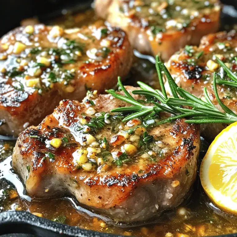 Searing is a crucial step in preparing Rosemary Garlic Butter Pork Chops that can elevate your dish from good to gourmet. The process involves cooking the pork chops at a high temperature to create a golden-brown crust, which not only enhances flavor but also adds a visually appealing texture to your plate.