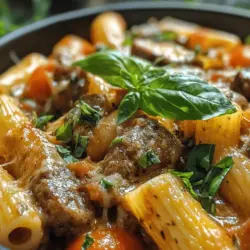 If you're in search of a pasta dish that strikes the perfect balance between indulgence and nutritional value, look no further than Creamy Sausage Rigatoni with Spinach & Tomatoes. This dish boasts a luscious creamy texture, complemented by the savory flavors of Italian sausage, the freshness of spinach, and the vibrant sweetness of cherry tomatoes. Whether you're preparing a cozy weeknight dinner or aiming to impress guests at your next dinner party, this recipe effortlessly adapts to any occasion.