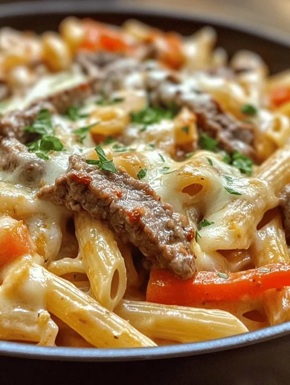 When it comes to pasta, the choice of shape can significantly impact the dish's overall experience. For One-Pot Philly Cheesesteak Pasta, penne pasta is the star. Its tubular shape is perfect for capturing the rich, creamy sauce and the tender pieces of steak, ensuring that each bite is packed with flavor. The ridges on the penne allow the sauce to cling to the pasta, providing a delightful texture that complements the other elements of the dish. Moreover, penne cooks quickly and evenly, making it an ideal choice for a one-pot meal that prioritizes convenience.