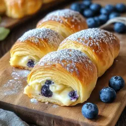 Are you ready to indulge in a dessert that perfectly marries the rich, creamy texture of cheesecake with the flaky, buttery goodness of crescent rolls? If so, let me introduce you to the delightful Blueberry Cheesecake Crescent Rolls. This innovative dessert takes two beloved treats and combines them into a single, mouthwatering dish that is sure to please any palate.