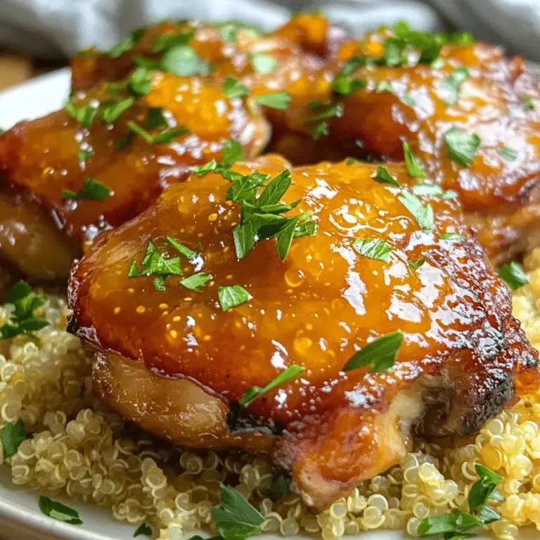 If you're looking for a delightful meal that balances sweet, savory, and slightly spicy flavors, look no further than Sticky Apricot Chicken. This dish is not only a feast for the taste buds but also offers a beautiful presentation that can elevate any dinner table, making it suitable for both weeknight dinners and special occasions. The star of this recipe is the chicken, which is bathed in a mouthwatering, sticky sauce that combines the sweetness of apricot preserves with the umami depth of soy sauce, rounded out with a hint of spice.