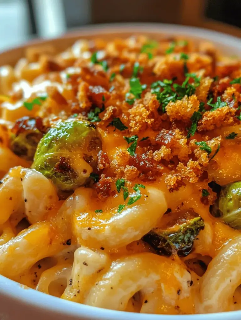 To create the perfect Mac and Cheese with Brussels Sprouts & Bacon Breadcrumbs, we need to carefully select our ingredients. Each component plays a crucial role in building the dish's delightful flavor profile and texture.