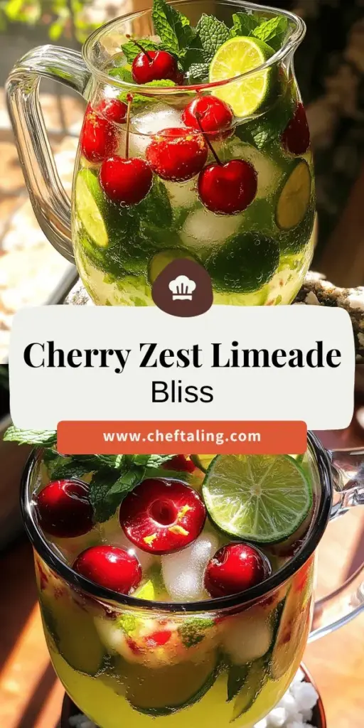 Beat the heat with a delightful Cherry Zest Limeade that's perfect for any occasion! This refreshing drink combines sweet cherries and zesty lime for a thirst-quenching experience everyone will love. Easy to make and healthy, it’s packed with antioxidants and vitamin C. Impress your guests at your next barbecue or picnic with this vibrant beverage. Click through to discover the step-by-step recipe and elevate your summer gatherings!