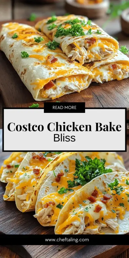 Discover the ultimate comfort food with the Costco Chicken Bake Delight! This simple and mouthwatering recipe features tender chicken, gooey cheese, crispy bacon, and ranch dressing, all wrapped in a crispy tortilla. Perfect for busy weeknights or gatherings, it promises to be a hit with family and friends. Dive in to learn how to make this easy meal at home and explore delicious variations that cater to every taste. Click to uncover your new favorite recipe!