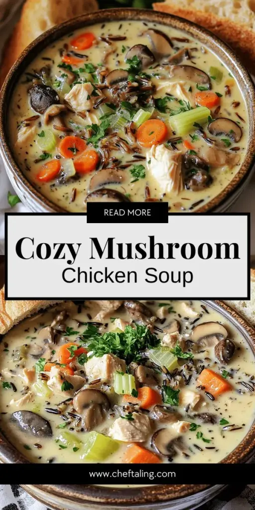 Warm up your winter evenings with our Creamy Mushroom Chicken and Wild Rice Soup! This delightful recipe combines tender chicken, earthy mushrooms, and nutritious wild rice for a comforting, nourishing meal. With its rich, velvety texture and wholesome ingredients, this soup is perfect for family gatherings or cozy nights in. Discover how to make this heartwarming dish and enjoy the comforting flavors it brings. Click through to explore the full recipe!