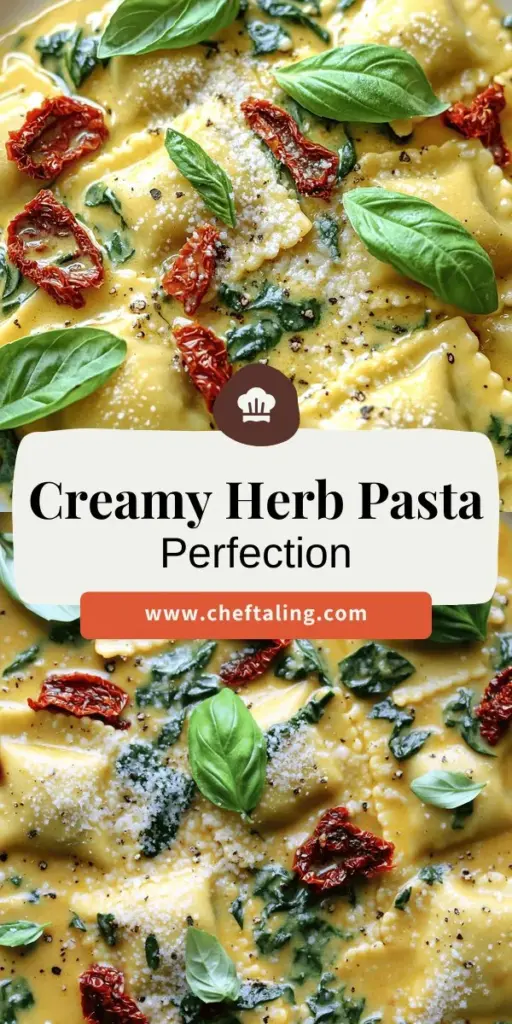 Elevate your pasta nights with this delightful creamy herbed ravioli sauce! Rich and velvety, it's perfect for any occasion and pairs beautifully with ravioli or any pasta. This easy-to-follow recipe combines fresh herbs, sun-dried tomatoes, and a touch of garlic for burst-of-flavor perfection. Discover how simple ingredients can create a gourmet meal at home. Click through to explore the recipe and start impressing your guests today!