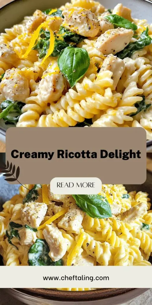 Indulge in the deliciousness of our Creamy Ricotta Chicken Pasta recipe, where rich ricotta meets perfectly cooked pasta for a satisfying meal! This one-pot dish combines tender chicken, vibrant spinach, and aromatic garlic in a creamy sauce that will leave your taste buds dancing. Perfect for weeknight dinners or special occasions, it’s simple to make and incredibly comforting. Click to explore the full recipe and elevate your dinner tonight!