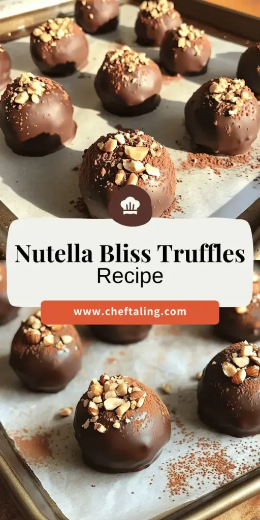 Satisfy your sweet tooth with our amazing Nutella Hazelnut Bliss Truffles recipe! These indulgent treats combine creamy Nutella, crunchy hazelnuts, and a rich dark chocolate coating for a bite-sized delight that's perfect for any occasion. Easy to make and utterly delicious, these truffles are a showstopper for your next gathering or a special treat for yourself. Click through to discover the full recipe and step-by-step guide for creating these delightful bites!