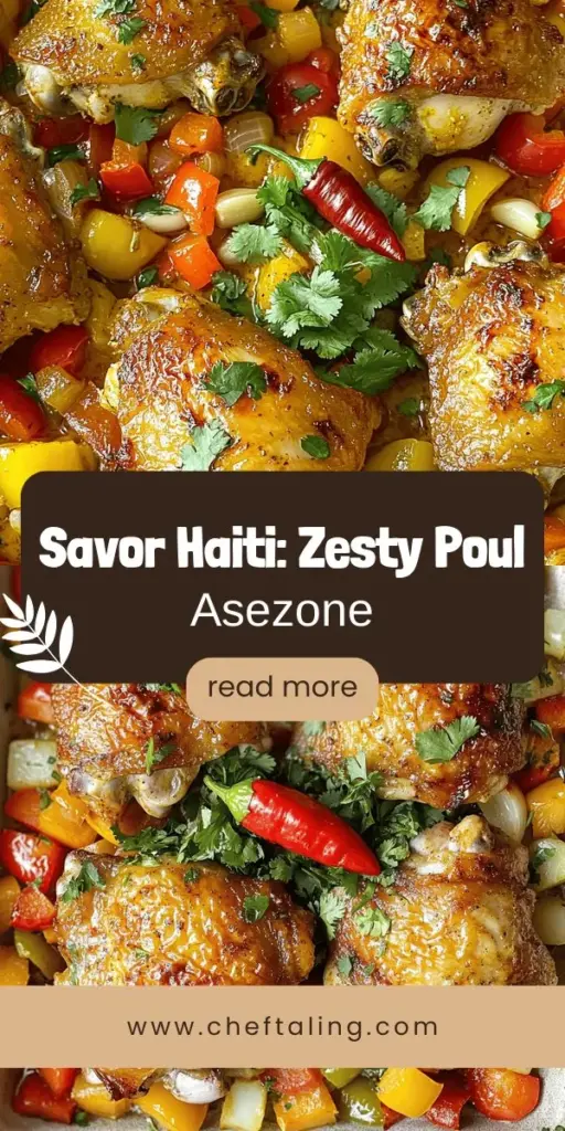 Discover the vibrant world of Haitian cuisine with our Zesty Poul Asezone recipe! This flavorful dish combines succulent chicken with aromatic herbs and spices, creating a delicious experience rooted in tradition and community. Perfect for gatherings or family meals, learn how to make this easy yet unforgettable dish in your own kitchen. Click through to explore the full recipe and start your culinary adventure today!