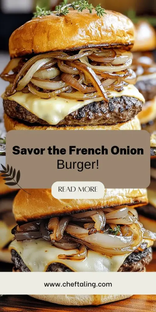 Elevate your burger game with the mouthwatering flavors of the French Onion Burger! This recipe combines juicy beef patties with sweet caramelized onions and melted Swiss cheese for a savory delight. Perfect for casual dinners or backyard BBQs, these gourmet burgers will impress your guests and ignite your taste buds. Click through to discover detailed cooking techniques and tips to master this culinary masterpiece. Don't miss out—your burger night just got a tasty upgrade!