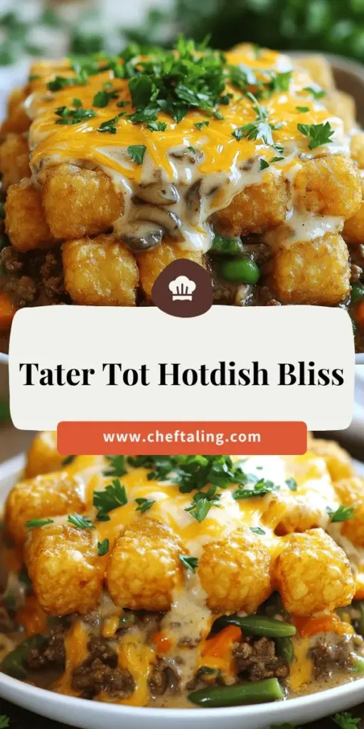 Discover the ultimate comfort food with our Tater Tot Delight Hotdish recipe! This modern twist on a classic casserole features savory ground beef or turkey, colorful veggies, and deliciously crispy tater tots, all topped with melted cheese. Perfect for busy weeknights or family gatherings, this one-dish meal is easy to make and sure to please everyone at the table. Click through to explore the full recipe and bring warmth to your dinner table!