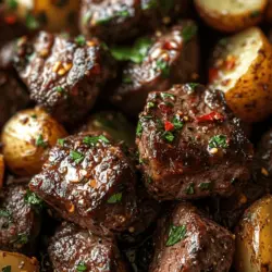 Garlic Butter Steak Bites and Potatoes is a mouthwatering dish that combines the rich flavors of tender steak with the comforting heartiness of baby potatoes, all brought together by the aromatic essence of garlic and butter. This recipe is an excellent choice for those who are looking to impress their family or guests with a delightful meal that is both simple to prepare and bursting with flavor. Whether you're seeking a quick weeknight dinner or a standout dish for a special occasion, Garlic Butter Steak Bites and Potatoes fit the bill perfectly.