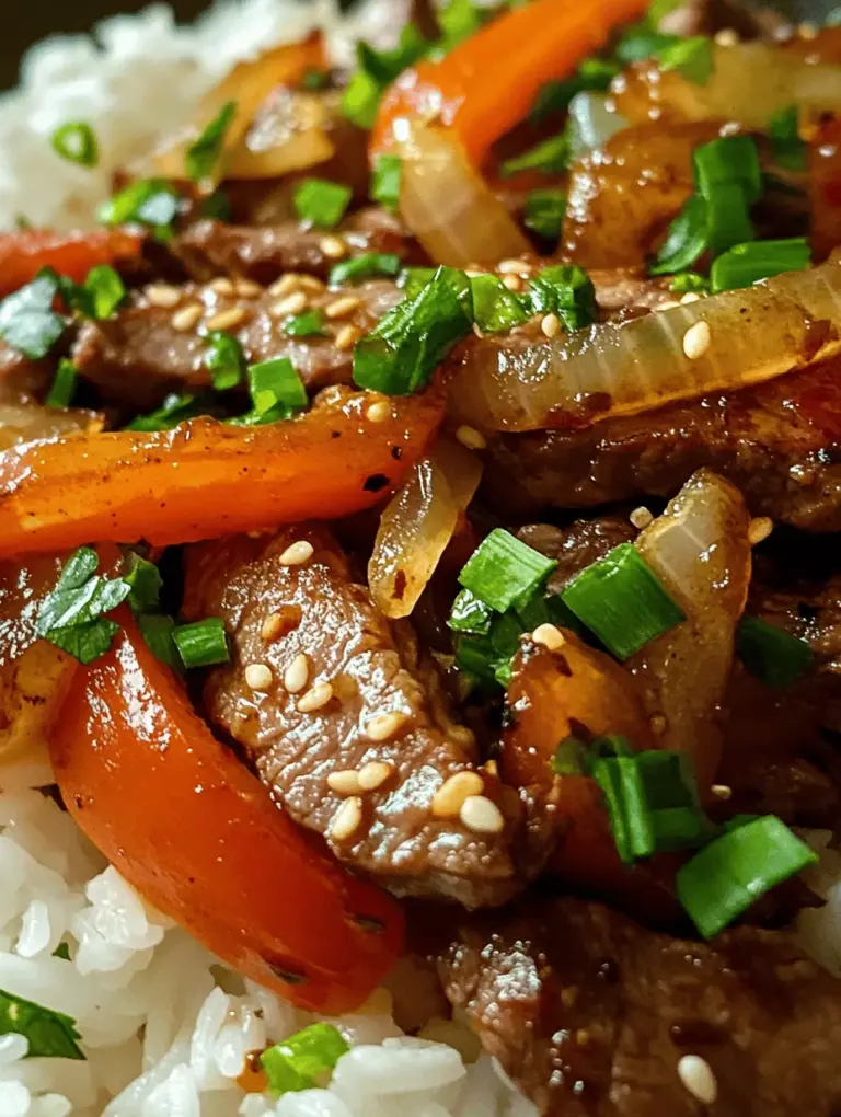 Sizzling Pepper Steak Stir-Fry is a vibrant and mouthwatering dish that brings a delightful combination of flavors and textures to your dining table. This recipe showcases tender slices of flank steak, perfectly seared and tossed with colorful bell peppers and aromatic vegetables, creating a quick yet satisfying meal. The savory notes of soy sauce and the subtle sweetness of the vegetables come together to create an irresistible stir-fry that is sure to please even the pickiest eaters.