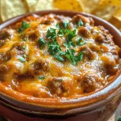 What makes Zesty Italian Sausage Dip so irresistible? It’s the harmonious blend of savory sausage, creamy cheeses, and zesty marinara sauce that elevates this dip to another level. The Italian sausage provides a robust, meaty flavor, while the cream cheese and sour cream contribute to a luscious, smooth texture. To top it all off, melted mozzarella and grated Parmesan create a gooey, cheesy topping that’s hard to resist. Each bite is a delightful explosion of flavors that keeps everyone coming back for more.