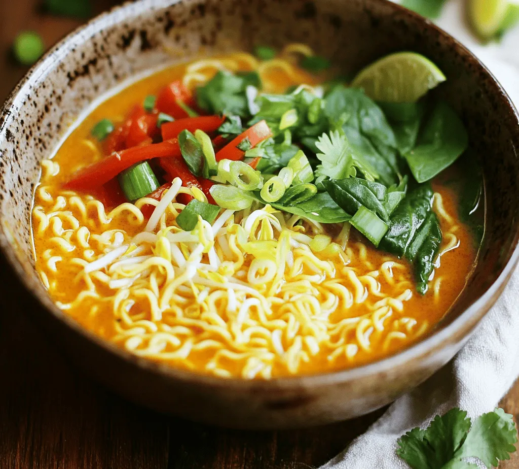 In recent years, ramen has transcended its traditional boundaries, evolving into a beloved dish that captures the hearts (and stomachs) of food enthusiasts across the globe. This iconic Japanese noodle soup is now celebrated in various forms, each offering unique twists that reflect regional tastes and personal preferences. Among these variations, <strong>Spicy Coconut Curry Ramen</strong> stands out as a vibrant and aromatic fusion that marries the comforting essence of ramen with the rich, exotic flavors of coconut curry.” /></p>
</p>
<h3>Cooking the Noodles</h3>
</p>
<p>Cooking the ramen noodles is a pivotal step in achieving the perfect bowl of Spicy Coconut Curry Ramen. Ramen noodles can vary in thickness and cooking times, so it’s essential to follow these steps to ensure they are cooked to perfection without becoming mushy.</p>
</p>
<p>1. <strong>Boil Water</strong>: Start by bringing a large pot of water to a rapid boil. The water should be at a rolling boil before adding the noodles, which helps to keep them separate and prevents clumping.</p>
</p>
<p>2. <strong>Add Noodles</strong>: Carefully add the ramen noodles to the boiling water. Stir them gently to ensure they don’t stick together.</p>
</p>
<p>3. <strong>Cook Time</strong>: Follow the package instructions for cooking time, which typically ranges from 3 to 5 minutes depending on the type of noodles. For the best texture, aim for al dente, which means the noodles should have a slight bite to them.</p>
</p>
<p>4. <strong>Test for Doneness</strong>: A minute before the suggested cooking time is up, taste a strand to check for doneness. If they are done, promptly drain the noodles in a colander and rinse them under cold water. This stops the cooking process and prevents mushiness.</p>
</p>
<p>5. <strong>Oil for Non-Stick</strong>: If desired, toss the drained noodles with a teaspoon of sesame oil to prevent them from sticking together while you prepare the broth and toppings.</p>
</p>
<h3>Tips for Cooking Ramen Noodles Perfectly</h3>
</p>
<p>To avoid overcooked, mushy noodles, keep these tips in mind:</p>
</p>
<p>– <strong>Use Plenty of Water</strong>: Using a large pot with ample water allows the noodles to cook evenly without becoming sticky.</p>
<p>– <strong>Don’t Overcrowd</strong>: If you’re cooking multiple packets of noodles, do it in batches to ensure even cooking.</p>
<p>– <strong>Timing is Key</strong>: Set a timer to avoid distractions while cooking. Ramen noodles can go from perfect to overcooked in a matter of seconds.</p>
<p>– <strong>Rinse Immediately</strong>: After draining, rinse the noodles to remove excess starch and stop the cooking process.</p>
</p>
<h3>Combining Ingredients</h3>
</p>
<p>Now that the noodles are ready, it’s time to combine them with the flavorful broth and vegetables. The order in which you add the ingredients is crucial for maintaining the texture and flavor balance.</p>
</p>
<p>1. <strong>Prepare the Broth</strong>: In a large pot, heat your prepared spicy coconut curry broth over medium heat. Stir occasionally to ensure the spices are well distributed.</p>
</p>
<p>2. <strong>Sequentially Add Vegetables</strong>: Start by adding the denser vegetables first, such as carrots and bell peppers. These take longer to cook. Allow them to simmer for about 3-5 minutes.</p>
</p>
<p>3. <strong>Add Softer Vegetables</strong>: Next, add quicker-cooking vegetables like bok choy, snap peas, or mushrooms. These should only need about 2-3 minutes to soften while still retaining some crunch.</p>
</p>
<p>4. <strong>Final Check for Doneness</strong>: As the last vegetables cook, taste the broth and adjust the seasoning with salt, pepper, or additional curry paste if desired.</p>
</p>
<p>5. <strong>Combine Noodles and Broth</strong>: Once the vegetables are tender, add the cooked ramen noodles directly into the broth. Stir gently to combine everything.</p>
</p>
<h3>Final Assembly</h3>
</p>
<p>Presentation plays a significant role in the enjoyment of your Spicy Coconut Curry Ramen. Here are some tips for serving attractively:</p>
</p>
<p>1. <strong>Choose Your Bowls</strong>: Select deep, wide bowls that allow you to showcase the vibrant colors of the dish.</p>
</p>
<p>2. <strong>Ladle Broth</strong>: Use a ladle to pour the hot coconut curry broth over the noodles and vegetables, ensuring that each bowl has an even distribution of ingredients.</p>
</p>
<p>3. <strong>Garnish Generously</strong>: Top your ramen with freshly sliced green onions, cilantro, and perhaps a squeeze of lime for an extra burst of flavor. These garnishes not only enhance the dish’s visual appeal but also add fresh flavors that balance the richness of the curry.</p>
</p>
<p>4. <strong>Serve Immediately</strong>: Ramen is best enjoyed fresh and hot. Serve the bowls right away, accompanied by chopsticks or a fork for ease of eating.</p>
</p>
<h3>Nutritional Analysis</h3>
</p>
<p>Understanding the nutritional profile of your Spicy Coconut Curry Ramen can help you appreciate its health benefits:</p>
</p>
<p>– <strong>Calories and Macronutrients</strong>: A typical serving of this dish contains approximately 450-500 calories, depending on the ingredients used. This includes about 15-20 grams of protein, 60-70 grams of carbohydrates, and 20-25 grams of fat, mainly from coconut milk.</p>
</p>
<p>– <strong>Health Benefits of Key Ingredients</strong>:</p>
<p>– <strong>Coconut Milk</strong>: Rich in healthy fats, particularly medium-chain triglycerides (MCTs), which can boost energy and support weight loss.</p>
<p>– <strong>Vegetables</strong>: Packed with antioxidants and vitamins, the variety of vegetables in this dish contributes to overall health. For instance, bell peppers provide high levels of vitamin C, while leafy greens are rich in iron and calcium.</p>
</p>
<p>– <strong>Dietary Considerations</strong>: This recipe is vegetarian-friendly and can easily be made gluten-free by using rice noodles or gluten-free ramen. Always check labels to ensure there are no hidden gluten ingredients.</p>
</p>
<h3>Cultural Context and Inspiration</h3>
</p>
<p>Ramen has a rich history in Japan, evolving from Chinese noodle dishes to become a beloved culinary staple. Initially introduced in the late 19th century, ramen quickly gained popularity across Japan, leading to regional variations that reflect local flavors and ingredients.</p>
</p>
<p>This Spicy Coconut Curry Ramen recipe embodies the modern trend of fusion cooking, blending traditional Japanese ramen with the vibrant flavors of Southeast Asian curry. The result is a comforting yet exciting dish that appeals to diverse palates, showcasing the creativity and adaptability of contemporary cooking.</p>
</p>
<p>Furthermore, the popularity of curry extends beyond Japan, finding its way into cuisines worldwide, from Indian to Thai, each with unique interpretations. This recipe pays homage to these culinary traditions while inviting you to explore new flavors.</p>
</p>
<h3>Serving Suggestions</h3>
</p>
<p>When planning to serve Spicy Coconut Curry Ramen, consider these occasions and pairings to elevate your dining experience:</p>
</p>
<p>– <strong>Ideal Occasions</strong>: This dish is perfect for family dinners, casual gatherings, or even intimate date nights. Its comforting nature makes it a cozy choice for chilly evenings.</p>
</p>
<p>– <strong>Pairing Recommendations</strong>: Enhance your meal with side dishes such as spring rolls or a fresh cucumber salad. For beverages, consider serving a light beer, a crisp white wine, or a refreshing iced green tea to complement the meal.</p>
</p>
<h3>Variations and Customizations</h3>
</p>
<p>One of the best aspects of ramen is its versatility. Here are suggestions for personalizing your Spicy Coconut Curry Ramen:</p>
</p>
<p>– <strong>Protein Additions</strong>: For a heartier meal, consider adding protein options such as tofu for a vegetarian option, shrimp for seafood lovers, or shredded chicken for a classic twist.</p>
</p>
<p>– <strong>Adjusting Spice Levels</strong>: If you prefer a milder dish, reduce the amount of curry paste or add a dollop of yogurt to balance the heat. Conversely, for spice enthusiasts, feel free to add sliced fresh chili or extra curry paste.</p>
</p>
<p>– <strong>Incorporating Seasonal Vegetables</strong>: Take advantage of seasonal produce by adding vegetables like zucchini in the summer or root vegetables in the fall. This not only enhances the dish’s flavor but also keeps it fresh and exciting throughout the year.</p>
</p>
<h3>Conclusion</h3>
</p>
<p>Making Spicy Coconut Curry Ramen at home is a delightful experience that combines rich flavors, vibrant colors, and comforting textures. This recipe allows you to enjoy a restaurant-quality dish in the comfort of your kitchen, providing a perfect opportunity to experiment with ingredients and flavors.</p>
</p>
<p>Whether you choose to stick to the classic version or explore variations tailored to your taste, this ramen dish is sure to impress. Embrace the joy of cooking and the satisfaction of creating a meal that is as nourishing as it is delicious. So gather your ingredients, invite friends or family to join you, and savor the warm, aromatic pleasure of your Spicy Coconut Curry Ramen.</p>
</div>