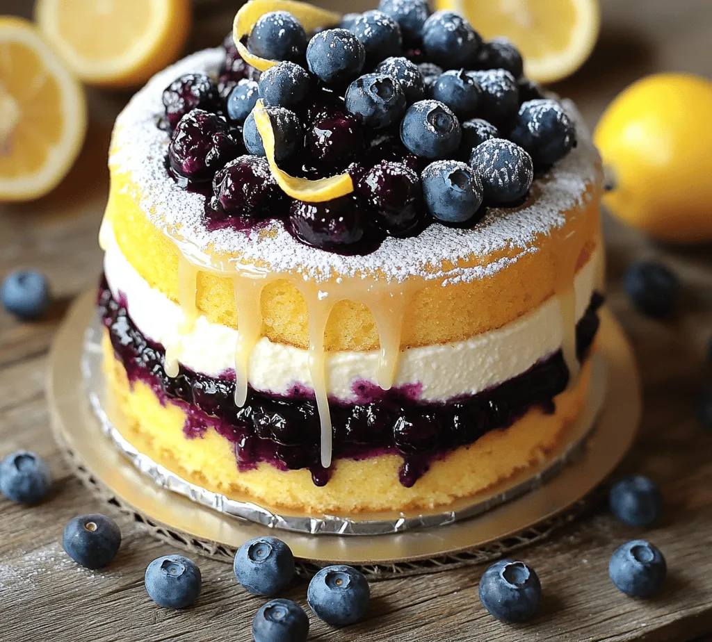 - <strong>All-Purpose Flour</strong>: This versatile ingredient serves as the foundation of the cake, providing structure and stability. It is essential for achieving a tender crumb that holds up well under the weight of the cheesecake and blueberry topping.” /></p>
</p>
<h3>Tips for Creaming Butter and Sugar Effectively</h3>
</p>
<p>Creaming butter and sugar is a fundamental step in cake-making that impacts the texture and flavor of your finished product. To achieve the perfect creamed mixture, follow these tips:</p>
</p>
<p>1. <strong>Use Room Temperature Ingredients</strong>: Ensure your butter is at room temperature. Cold butter won’t cream properly, while overly soft or melted butter can lead to a greasy batter. Aim for a soft, pliable texture that still holds its shape.</p>
</p>
<p>2. <strong>Choose the Right Tools</strong>: A stand mixer with a paddle attachment or a handheld mixer will yield the best results. Start mixing on low speed to avoid sugar flying everywhere, then increase to medium speed once the ingredients begin to combine.</p>
</p>
<p>3. <strong>Mix Until Light and Fluffy</strong>: Cream the butter and sugar together for about 3-5 minutes. You’re looking for a light, fluffy mixture that has increased in volume and has a pale color. This incorporation of air is crucial for a tender cake texture.</p>
</p>
<h3>How to Incorporate Eggs and Buttermilk Properly</h3>
</p>
<p>Incorporating eggs and buttermilk is essential for achieving the desired moisture and structure in your Lemon Blueberry Cheesecake Cake. Here’s how to do it successfully:</p>
</p>
<p>1. <strong>Add Eggs One at a Time</strong>: After creaming the butter and sugar, add your eggs one at a time. Mixing thoroughly after each addition helps ensure that they are well incorporated, promoting an even texture.</p>
</p>
<p>2. <strong>Alternate with Buttermilk</strong>: When adding the buttermilk, alternate it with the dry ingredients. Start by adding a third of your dry mixture, followed by half of the buttermilk, then repeat until all ingredients are combined. This method helps maintain the batter’s structure and prevents overmixing, which can lead to a dense cake.</p>
</p>
<h3>Creating the Cheesecake Layer</h3>
</p>
<p>The cheesecake layer adds richness and a delicious tang to your cake. Here’s a straightforward approach to creating this layer:</p>
</p>
<p>1. <strong>Beat Cream Cheese Until Smooth</strong>: Start with softened cream cheese to ensure it blends easily. Beat it in your mixer until it’s completely smooth, with no lumps remaining.</p>
</p>
<p>2. <strong>Incorporate Sugar and Vanilla</strong>: Gradually add granulated sugar and vanilla extract, mixing until well combined. This adds sweetness and flavor to your cheesecake layer.</p>
</p>
<p>3. <strong>Add Eggs and Sour Cream</strong>: Follow with the eggs, one at a time, ensuring they are fully incorporated. Then, mix in sour cream to enhance the creaminess and add a slight tang that complements the lemon flavor.</p>
</p>
<h3>Techniques for Achieving a Smooth Cheesecake Batter</h3>
</p>
<p>Achieving a smooth cheesecake batter is crucial for a creamy texture. Here are some techniques:</p>
</p>
<p>1. <strong>Avoid Overmixing</strong>: Mix just until combined to prevent incorporating too much air, which can cause cracks during baking.</p>
</p>
<p>2. <strong>Scrape the Bowl</strong>: Frequently scrape down the sides of the bowl to ensure all ingredients are blended evenly.</p>
</p>
<p>3. <strong>Use a Sifter for Dry Ingredients</strong>: If you’re adding any dry ingredients, like flour or cornstarch, sift them before incorporating to eliminate lumps.</p>
</p>
<h3>Baking Tips for Perfect Cheesecake Consistency</h3>
</p>
<p>Baking the cheesecake layer requires attention to detail to ensure a creamy consistency. Here are key tips:</p>
</p>
<p>1. <strong>Use a Water Bath</strong>: To prevent the cheesecake from cracking, place it in a water bath while baking. Wrap your springform pan in aluminum foil to prevent leaks, then place it in a larger pan filled with hot water.</p>
</p>
<p>2. <strong>Monitor Baking Time</strong>: Cheesecake is done when the edges are set, and the center has a slight jiggle. It will continue to firm up as it cools.</p>
</p>
<p>3. <strong>Avoid Sudden Temperature Changes</strong>: After baking, turn off the oven and allow the cheesecake to cool gradually with the oven door ajar. This helps prevent cracks and maintains a smooth surface.</p>
</p>
<h3>Making the Blueberry Topping</h3>
</p>
<p>The blueberry topping adds a fresh burst of flavor to your cake. Here’s how to prepare it:</p>
</p>
<p>1. <strong>Use Fresh or Frozen Blueberries</strong>: Fresh blueberries are ideal, but frozen can work too. If using frozen, do not thaw before cooking, as this can make them mushy.</p>
</p>
<p>2. <strong>Cook with Sugar and Lemon Juice</strong>: In a saucepan, combine the blueberries with sugar and lemon juice. Heat over medium heat until the mixture begins to bubble, stirring occasionally.</p>
</p>
<p>3. <strong>Thicken the Mixture</strong>: To achieve the right consistency, you may want to add a cornstarch slurry (cornstarch mixed with a little cold water) to the blueberries. Let it simmer until thickened.</p>
</p>
<h3>Cooking the Topping for Optimal Texture</h3>
</p>
<p>For the best texture in your blueberry topping, follow these steps:</p>
</p>
<p>1. <strong>Simmer Gently</strong>: Allow the blueberries to simmer gently. High heat can burst the berries and create a mushy topping. Aim for a gentle boil to keep the blueberries intact.</p>
</p>
<p>2. <strong>Stir Occasionally</strong>: Stirring occasionally will help distribute the heat evenly and prevent the mixture from sticking to the pan.</p>
</p>
<p>3. <strong>Cool Before Using</strong>: Let the blueberry topping cool completely before layering it on your cake. This prevents it from melting the cheesecake layer.</p>
</p>
<h3>Tips for Cooling and Preserving the Blueberry Mixture</h3>
</p>
<p>Proper cooling and storage of your blueberry topping are essential for maintaining its quality:</p>
</p>
<p>1. <strong>Room Temperature Cooling</strong>: Allow the topping to cool at room temperature before refrigerating. This prevents condensation from forming in the container.</p>
</p>
<p>2. <strong>Store in an Airtight Container</strong>: If you have leftover topping, store it in an airtight container in the refrigerator for up to a week.</p>
</p>
<p>3. <strong>Reheat Gently</strong>: If you need to reheat the topping, do so gently over low heat to preserve its texture and flavor.</p>
</p>
<h3>Baking Tips for Success</h3>
</p>
<p>Baking can sometimes be tricky, especially with layered desserts. Here are some common pitfalls and solutions:</p>
</p>
<p>1. <strong>Ensuring Even Baking for Both Cake and Cheesecake Layers</strong>: Rotate your cakes halfway through baking to ensure even heat distribution. If you’re using multiple pans, avoid overcrowding the oven.</p>
</p>
<p>2. <strong>Checking for Doneness</strong>: Use a toothpick to check for doneness in the cake layer. For cheesecake, gently shake the pan; if the center jiggles slightly but the edges are set, it’s ready.</p>
</p>
<p>3. <strong>Importance of Cooling Times</strong>: Allow both the cake and cheesecake layers to cool completely before assembling. This prevents sogginess and helps maintain their structural integrity.</p>
</p>
<h3>Assembling the Cake</h3>
</p>
<p>Assembling your Lemon Blueberry Cheesecake Cake is a crucial step to achieving a beautiful presentation. Follow these steps for a flawless assembly:</p>
</p>
<p>1. <strong>Layering the Cake and Cheesecake</strong>: Start with the cooled cake layer on a serving platter. Carefully remove the cheesecake from the springform pan and place it on top of the cake layer.</p>
</p>
<p>2. <strong>Pouring the Blueberry Topping</strong>: When pouring the blueberry topping, do it slowly and evenly over the cheesecake layer to avoid spilling. Using a spatula can help spread it out gently.</p>
</p>
<p>3. <strong>Presentation Tips</strong>: For a stunning finish, dust the top with powdered sugar and add some fresh blueberries or lemon zest for a pop of color.</p>
</p>
<h3>Serving Suggestions</h3>
</p>
<p>The Lemon Blueberry Cheesecake Cake is versatile and can be enjoyed in various ways:</p>
</p>
<p>1. <strong>Best Pairings</strong>: Serve with a cup of coffee or tea for a delightful afternoon treat. The tartness of the lemon complements the richness of the cake beautifully.</p>
</p>
<p>2. <strong>Ideal Occasions</strong>: This cake is perfect for special occasions like birthdays, summer gatherings, or holiday celebrations. Its vibrant colors and unique flavors make it a showstopper.</p>
</p>
<p>3. <strong>Storing Leftovers</strong>: If you have leftovers, store them in an airtight container in the refrigerator. Cover the top with plastic wrap to prevent the cheesecake from drying out.</p>
</p>
<h3>Nutritional Information</h3>
</p>
<p>Per serving, this Lemon Blueberry Cheesecake Cake offers a delightful balance of flavors and nutrients. While exact values may vary based on ingredient choices, a typical slice contains approximately:</p>
</p>
<p>– Calories: 350</p>
<p>– Fat: 20g</p>
<p>– Carbohydrates: 40g</p>
<p>– Protein: 6g</p>
<p>– Fiber: 1g</p>
</p>
<p>Using fresh blueberries adds antioxidants and vitamins, while the buttermilk contributes to calcium and protein. You can moderate the sugar content according to your preferences by using natural sweeteners or reducing the quantity.</p>
</p>
<h3>Conclusion</h3>
</p>
<p>The Lemon Blueberry Cheesecake Cake is more than just a dessert; it’s an experience that beautifully captures the essence of seasonal flavors. Its combination of tangy lemon, sweet blueberries, and creamy cheesecake creates a delightful balance that will impress your guests and leave them wanting more. Whether you’re celebrating a special occasion or simply indulging in a homemade treat, this cake is sure to bring joy to your gatherings.</p>
</p>
<p>Encourage your loved ones to gather around the table to enjoy a slice of this delicious cake and share in the experience of homemade baking. The joy of creating and sharing is encapsulated in every bite of this Lemon Blueberry Cheesecake Cake. So roll up your sleeves, gather your ingredients, and dive into this delightful recipe that promises to be a hit at any gathering. Happy baking!</p>
</div>