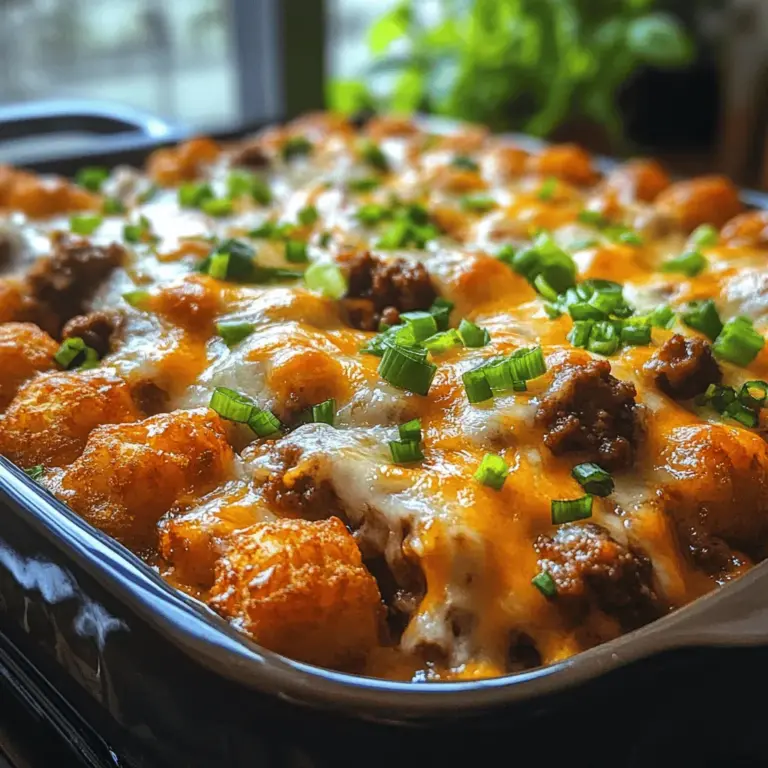 Cheeseburger Tater Tot Casserole is the epitome of comfort food, a delightful blend of familiar flavors that promises to satisfy both the palate and the soul. Imagine the savory taste of a juicy cheeseburger layered with crispy tater tots, enveloped in a rich, creamy cheese sauce. This easy-to-make casserole is perfect for family dinners, potlucks, or a cozy night in when you want something hearty and fulfilling.