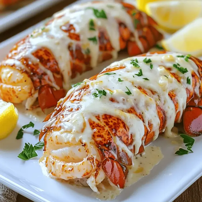 Imagine the delight of savoring a plate of Garlic Parmesan Alfredo Lobster Tails, a dish that transforms any meal into a luxurious experience. The combination of succulent lobster meat nestled in a creamy, garlicky Alfredo sauce is not just a feast for the palate but also a treat for the senses. The rich, buttery essence of the sauce complements the sweetness of the lobster, creating a harmonious blend that elevates your dining occasion to a whole new level. Whether you’re celebrating a special milestone or enjoying an intimate dinner, this recipe is sure to impress and leave a lasting impression.