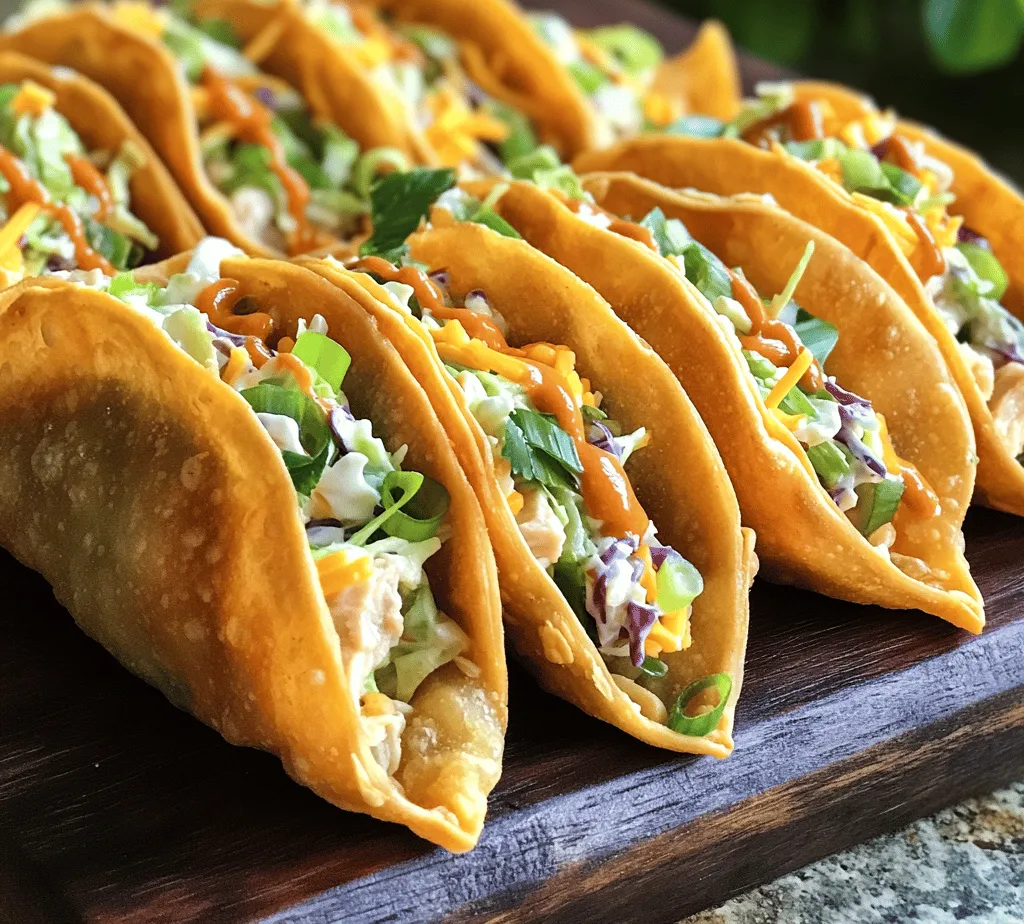 If you’re looking for a dish that combines the best of two culinary worlds, look no further than crispy chicken wonton tacos. This innovative recipe fuses traditional Mexican tacos with the delicate crunch of Asian wontons, creating a delightful culinary experience that is both fun and satisfying. Imagine the satisfying crunch of a perfectly fried wonton shell filled with tender, flavorful chicken, topped with a zesty coleslaw mix and drizzled with a blend of savory sauces.