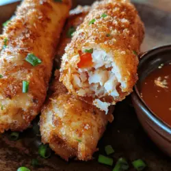 Creating the perfect filling for your Crab Cake Egg Rolls Delight is crucial to achieving a balanced flavor and texture. Start by placing your fresh crab meat in a large mixing bowl. It’s essential that you handle the crab meat gently to maintain its delicate texture and avoid breaking it into smaller pieces.