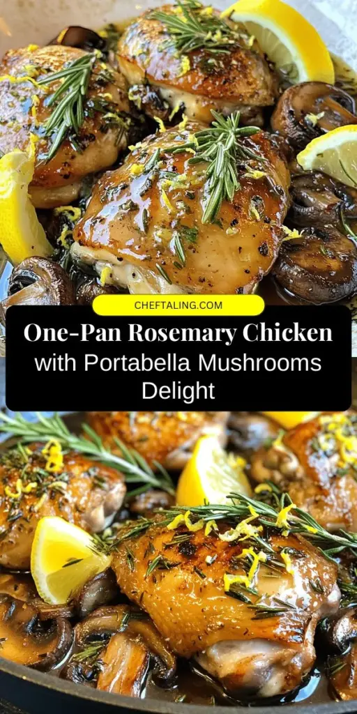 Indulge in a comforting and flavorful one-pan meal with Skillet Rosemary Chicken and Portabella Mushrooms. Juicy chicken thighs meet meaty mushrooms and aromatic rosemary, creating a delicious harmony of flavors. Perfect for busy weeknights or impressing guests, this dish is both easy to prepare and a feast for the senses. Enjoy nutritious ingredients and minimal cleanup for a satisfying dinner experience! #HealthyEating #OnePanMeal #ComfortFood #ChickenRecipes #EasyDinner