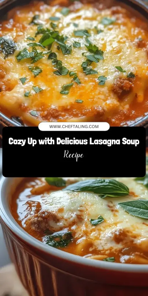 Transform your mealtime into a comforting experience with this delicious Lasagna Soup! Combining rich flavors of Italian sausage, creamy ricotta, and vibrant spinach, this dish is a warm hug in a bowl. Easy to make and perfect for family gatherings, Lasagna Soup captures all the nostalgia of traditional lasagna with a fun twist. Customize it to fit your taste, whether you prefer meat or vegetarian options. Discover the magic of comfort food! #LasagnaSoup #ComfortFood #CookingAtHome #FamilyDinner #EasyRecipes #Foodie