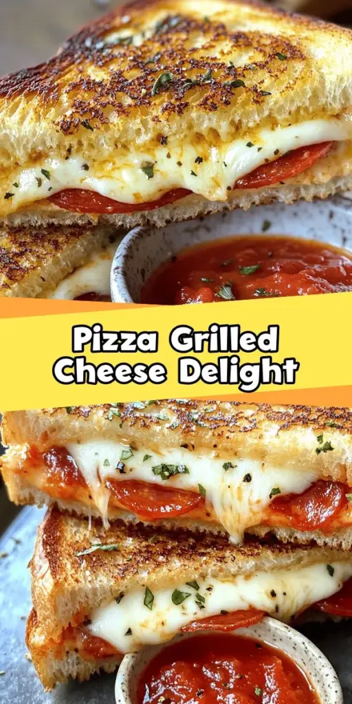 Elevate your comfort food game with our Pizza Grilled Cheese! This delicious hybrid combines melty mozzarella, your favorite pizza toppings, and golden, crispy bread for an unforgettable flavor experience. Perfect for any occasion, from quick weeknight dinners to fun weekend snacks, this recipe is easily customizable to fit your taste! Dive into the perfect blend of cheesy goodness and pizza vibes. #PizzaGrilledCheese #ComfortFood #Foodie #EasyRecipes #Yum #FoodInspo