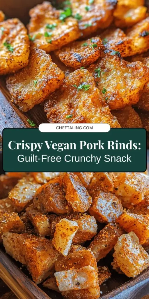 Discover the ultimate guilt-free snack with Crunchy Crispy Vegan Pork Rinds! This delightful plant-based alternative uses rice paper to create a satisfying crunch and savory flavor, perfect for any snack lover. Easy to make and customizable to your taste, these vegan rinds are a fantastic way to enjoy the texture of traditional pork rinds without the meat. Try them with your favorite dips or as a topping on salads for an extra crunch! #VeganSnacks #PlantBased #HealthyEating #SnackIdeas #VeganRecipes #RicePaper #GuiltFreeSnacking