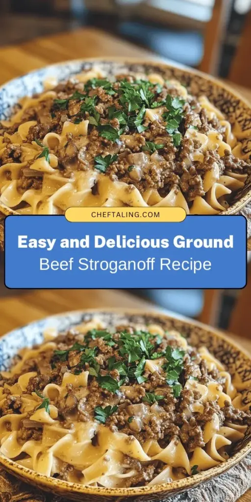 Looking for a quick and delicious weeknight dinner? Try this ground beef stroganoff recipe that combines savory ground beef, fresh veggies, and a creamy sauce, all in under 30 minutes. Perfect for busy families craving comfort food, this dish retains the classic stroganoff flavors while being super easy to prepare. Serve it over noodles for a satisfying meal everyone will love. #GroundBeefStroganoff #ComfortFood #QuickMeals #FamilyDinner #EasyRecipes #FoodLovers