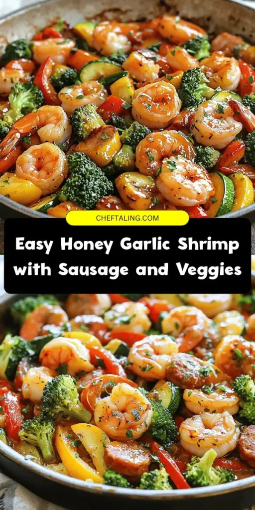 Looking for a quick and delicious meal? Try this Easy Honey Garlic Shrimp with Sausage & Veggies recipe! Packed with protein from shrimp and sausage, plus vibrant vegetables, this dish is not only a feast for the eyes but also full of nutrients. With straightforward ingredients and easy prep, it's perfect for any skill level. Get ready to savor the sweet and savory flavors in just 30 minutes! #HoneyGarlicShrimp #QuickMeals #HealthyEating #EasyRecipes #SausageAndShrimp #DinnerIdeas #MealPrep