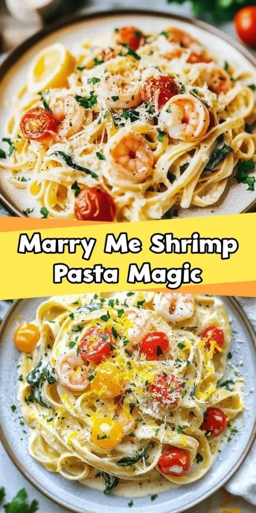 Fall in love with cooking by trying the Creamy Marry Me Shrimp Pasta! This romantic dish combines fettuccine, succulent shrimp, and a rich creamy sauce that's perfect for special occasions or weeknight dinners. With fresh veggies and a touch of lemon to brighten it up, every bite is a delightful experience. Impress your loved ones or treat yourself to this culinary masterpiece. #PastaRecipe #ShrimpPasta #RomanticDinner #Foodie #DeliciousDishes #ComfortFood #CookingAtHome #FoodLovers