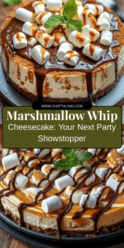 Dive into the dreamy world of Marshmallow Whip Cheesecake! This fluffy twist on a classic dessert combines cream cheese, marshmallow fluff, and whipped cream for a light yet indulgent treat. Perfect for any occasion, this cheesecake will impress your guests and satisfy your sweet cravings. Don’t forget to top it off with mini marshmallows and chocolate sauce for that extra touch! #Cheesecake #Dessert #Baking #SweetTreats #MarshmallowWhip #Indulge