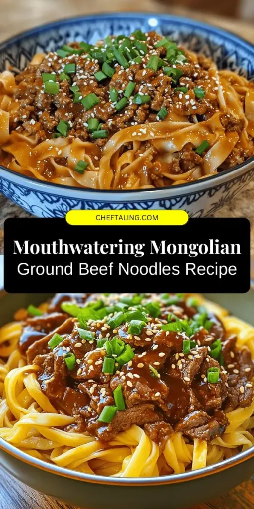 Discover the deliciousness of Mongolian Ground Beef Noodles, a perfect blend of flavor and convenience! This dish features savory ground beef, tender noodles, and aromatic spices, making it an ideal choice for busy weeknights. With simple ingredients and quick prep, you can impress family and friends while enjoying a taste of Mongolia. Dive into this easy recipe and create a satisfying meal that's sure to be a hit! #MongolianNoodles #QuickMeals #Foodie #WeeknightDinner #ComfortFood