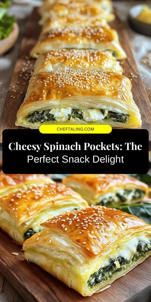 Indulge in the deliciousness of Cheesy Spinach Delight Pockets! Perfect as a snack, appetizer, or main dish, these flaky pastries are filled with a creamy mix of spinach and cheeses. With easy preparation and versatile serving options, they're sure to impress at any gathering. Enjoy them warm with a dipping sauce or on their own. Treat yourself to a heavenly bite today! #CheesySpinachPockets #SnackIdeas #VersatileRecipes #BakingJoy #HealthySnacking #PartyFood