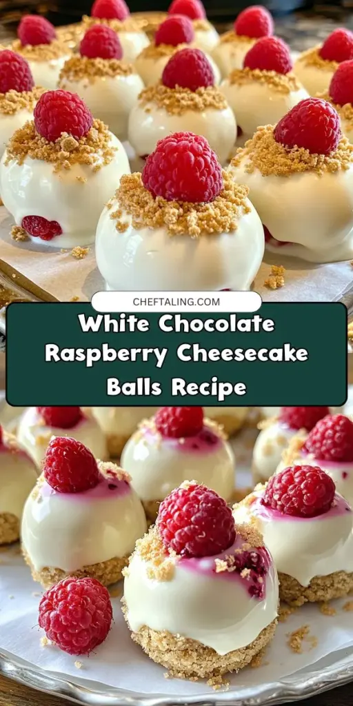 Discover the ultimate indulgence with these irresistible white chocolate raspberry cheesecake balls! Perfectly bite-sized, these treats blend rich cream cheese, fresh raspberries, and sweet white chocolate for a delightful dessert experience. Easy to make and ideal for parties, each ball is a burst of flavor, combining creamy sweetness and tangy berries. Treat yourself and your guests to this delectable recipe that's sure to impress! #CheesecakeBalls #DessertRecipe #SweetTreats #BakingIdeas #PartyFood