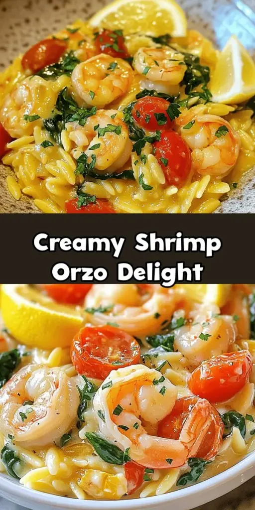 Indulge in the delightful flavors of Shrimp Orzo in Creamy Wine Sauce! This quick and elegant dish features succulent shrimp, tender orzo, and a rich creamy sauce, all beautifully combined for a gourmet experience at home. In just under 30 minutes, you'll create a meal that impresses family and guests alike. Perfect for any occasion, get ready to savor every bite! #ShrimpOrzo #DinnerIn30 #GourmetCooking #SeafoodLover #PastaRecipe #FoodieFun #HomeCooking