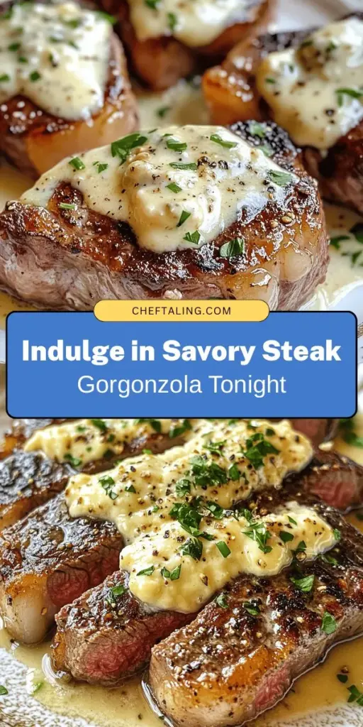 Elevate your dining experience with Savory Steak Gorgonzola—a luxurious dish perfect for any occasion. This recipe features tender ribeye steaks drizzled with a rich, creamy Gorgonzola sauce, making it an indulgent yet easy meal to prepare at home. The combination of savory flavors and decadent cheese creates a delightful gourmet experience that will impress family and guests alike. Treat yourself to this culinary masterpiece tonight! #SavorySteakGorgonzola #Ribeye #GourmetCooking #Foodie #HomeCooking #DinnerIdeas #IndulgentMeals #CheeseLovers