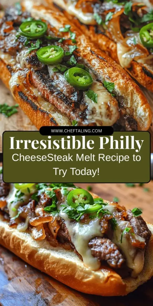 Discover the irresistible flavors of the Philly CheeseSteak Melt, a comforting twist on the classic sandwich. With tender ribeye steak, sautéed onions and peppers, and gooey provolone cheese nestled in a soft hoagie roll, this melt is sure to satisfy your cravings. Explore its rich history and learn how to recreate this iconic dish at home. Perfect for impressing friends and family! #PhillyCheeseSteak #ComfortFood #SandwichRecipes #EasyCooking #Foodie