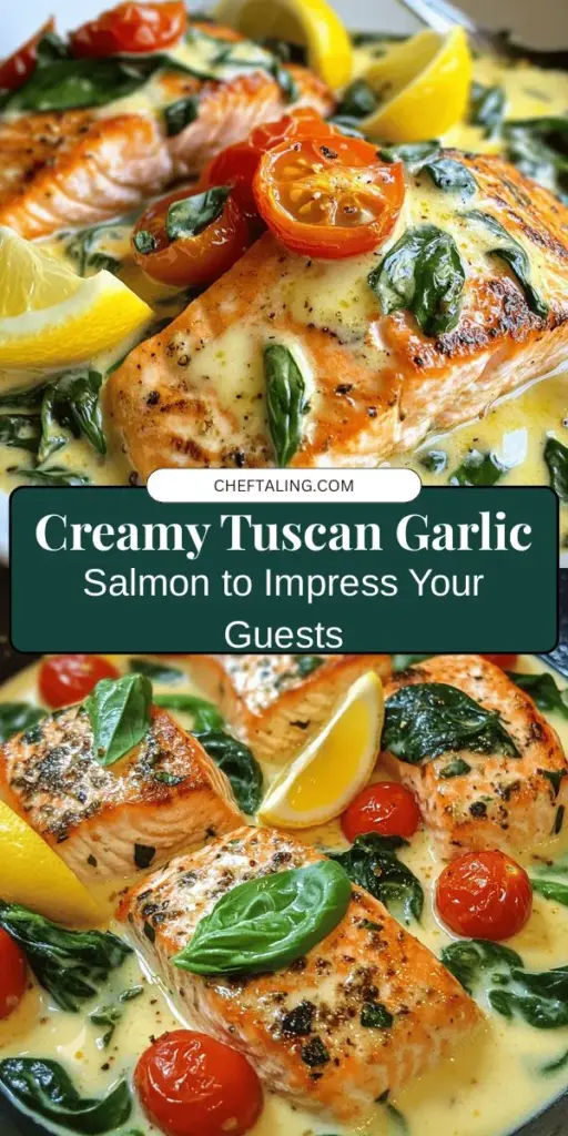 Discover the mouthwatering Insanely Good Creamy Tuscan Garlic Salmon recipe that will elevate your dinner experience! This dish combines tender salmon fillets, a rich creamy sauce, aromatic garlic, cherry tomatoes, and fresh spinach for an unforgettable meal. It’s easy to prepare and perfect for impressing guests or treating yourself. Learn the secrets of achieving the perfect sear and creamy sauce for a culinary masterpiece at home! #SalmonRecipe #DinnerIdeas #CreamyTuscanSalmon #Foodie #EasyRecipes #HealthyEating