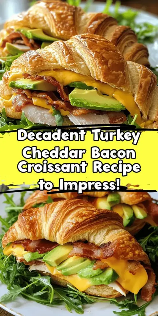 Indulge in the ultimate comfort food with this Turkey Cheddar Bacon Croissant! This decadent twist on the classic sandwich combines buttery croissants, crispy bacon, creamy avocado, and sharp cheddar for an irresistible flavor experience. Perfect for brunch, lunch, or a light dinner, it's sure to impress your guests. Follow our step-by-step guide to create this delicious dish! #TurkeyCroissant #SandwichRecipes #ComfortFood #BrunchIdeas #YummyEats #Foodie