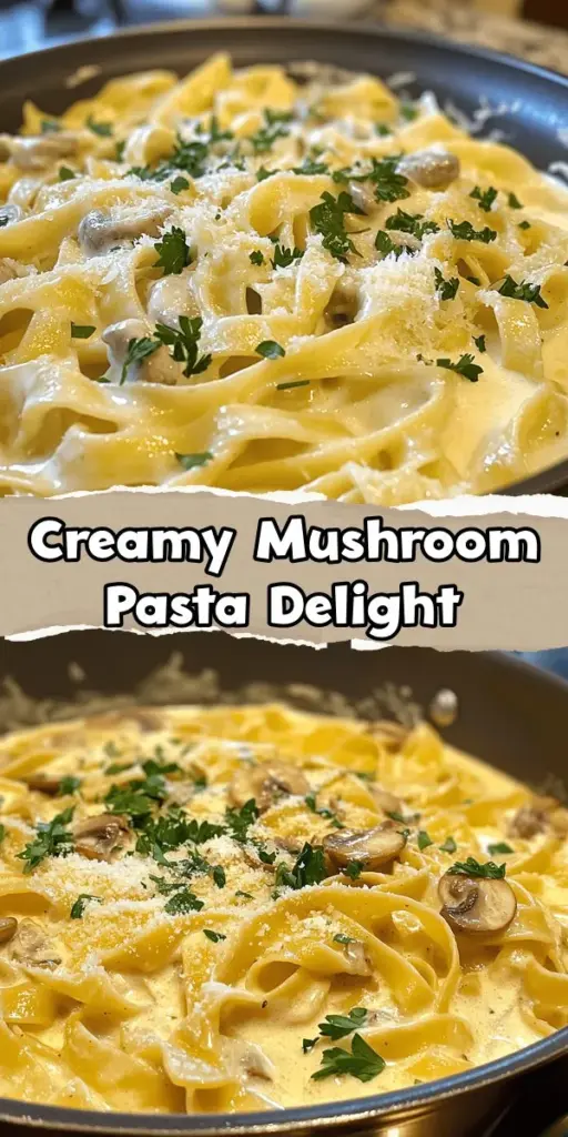 Looking for a deliciously convenient meal? Try One Pot Creamy Mushroom Pasta! This easy recipe combines earthy mushrooms with a creamy cheese sauce, all cooked in one pot. Perfect for busy nights, it’s simple to prepare and cleans up quickly. Customize it with your favorite pasta and add your choice of proteins or veggies for a personal touch. Enjoy a comforting meal that’s sure to impress! #OnePotPasta #CreamyMushroomPasta #EasyDinner #ComfortFood #DeliciousRecipes #MealPrep