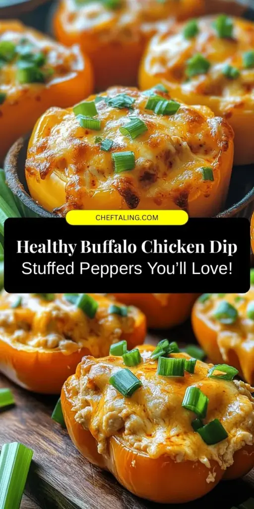 Try a healthier twist on a classic favorite with Buffalo Chicken Dip Stuffed Sweet Bell Peppers. This flavorful dish combines creamy buffalo chicken dip with the natural sweetness of fresh bell peppers, making an eye-catching and delicious meal. Perfect for gatherings, game days, or a cozy dinner at home, these stuffed peppers are easy to prepare and sure to impress. Enjoy this colorful, protein-packed dish that’s simple and satisfying! #BuffaloChicken #StuffedPeppers #HealthyRecipes #GameDayEats #ComfortFood